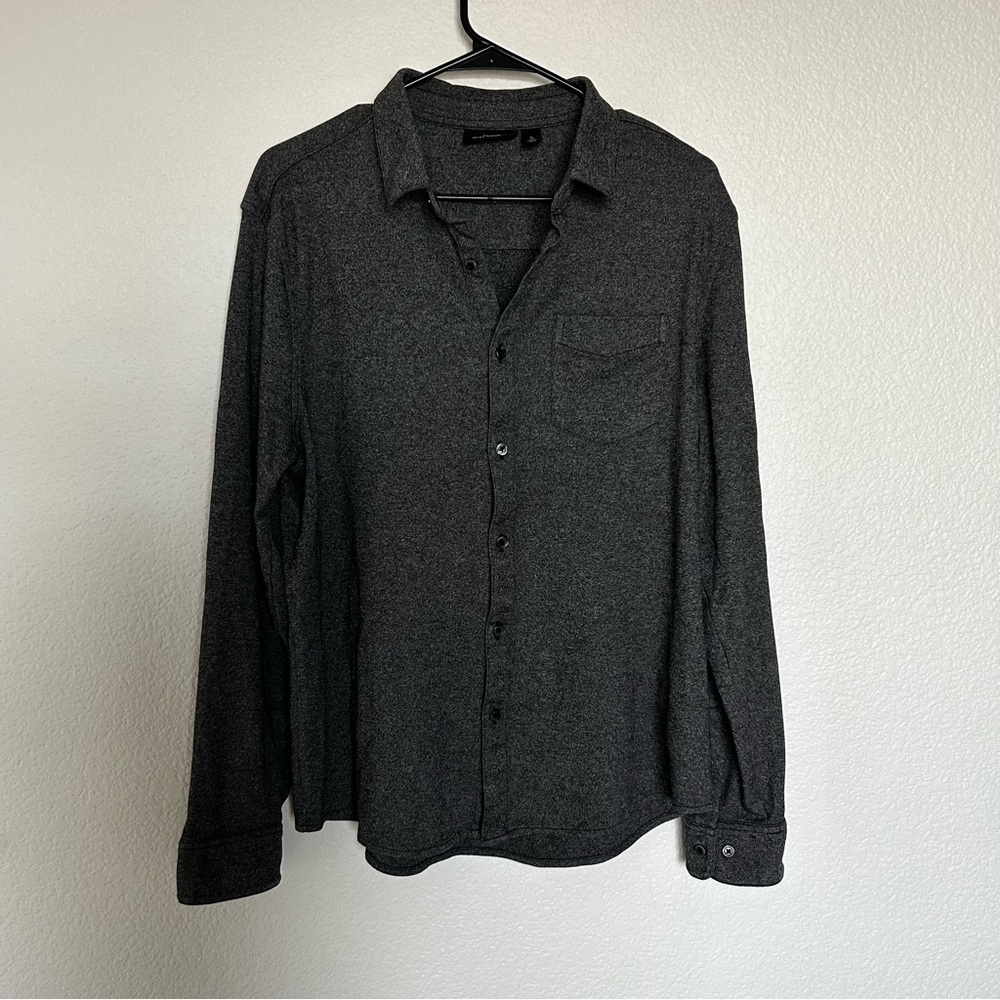 Marc Anthony Charcoal Heather Grey Button Down Casual Everyday Soft Shirt